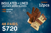 Insulated Leather Work Glove Pack